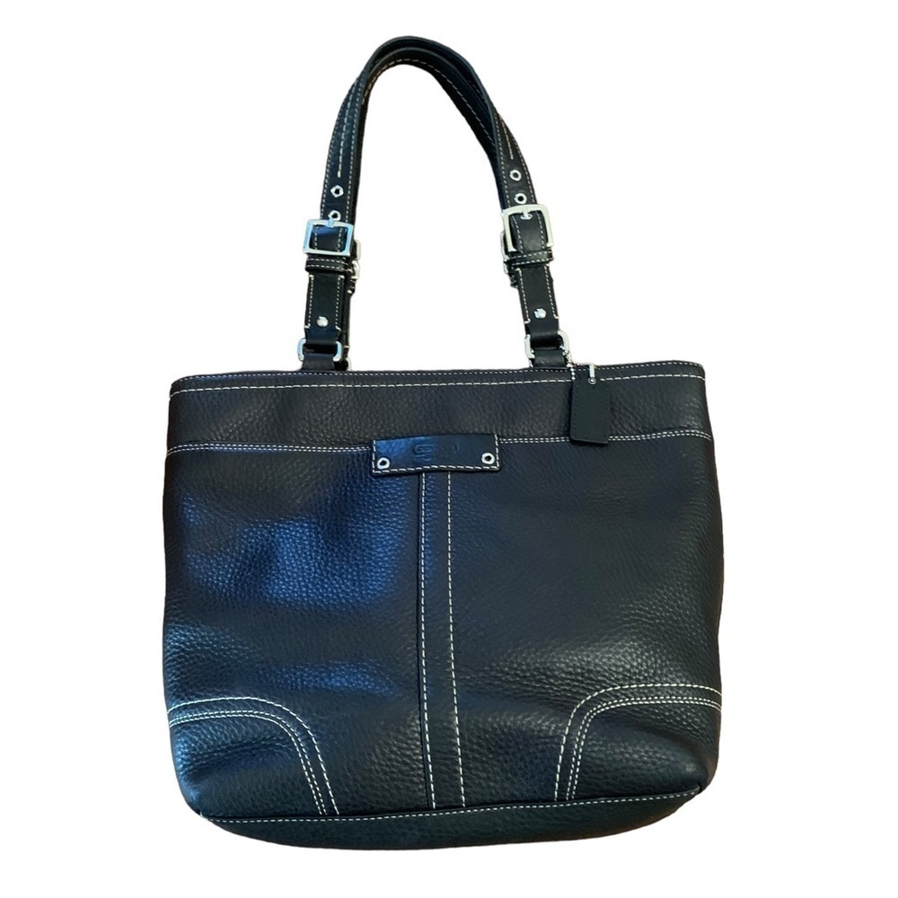 Coach Hamilton Black Pebbled Leather Shoulder Tote Bag - Picture 2 of 14